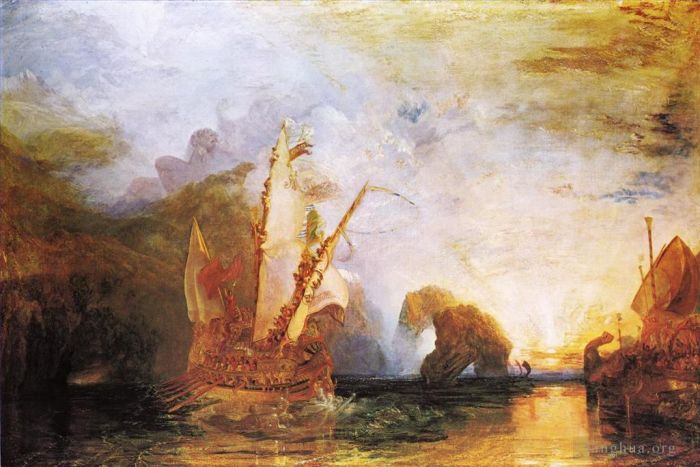 约瑟夫·马洛德·威廉·特纳 的油画作品 -  《尤利西斯嘲笑波吕斐摩斯荷马奥德赛》