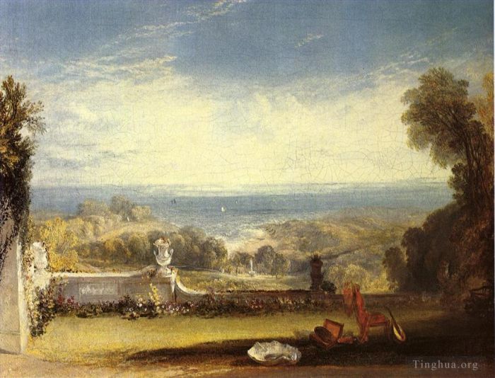 约瑟夫·马洛德·威廉·特纳 的油画作品 -  《从草图看怀特岛尼顿别墅的露台》