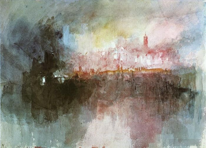 约瑟夫·马洛德·威廉·特纳 的各类绘画作品 -  《焚烧议会大厦,特纳》