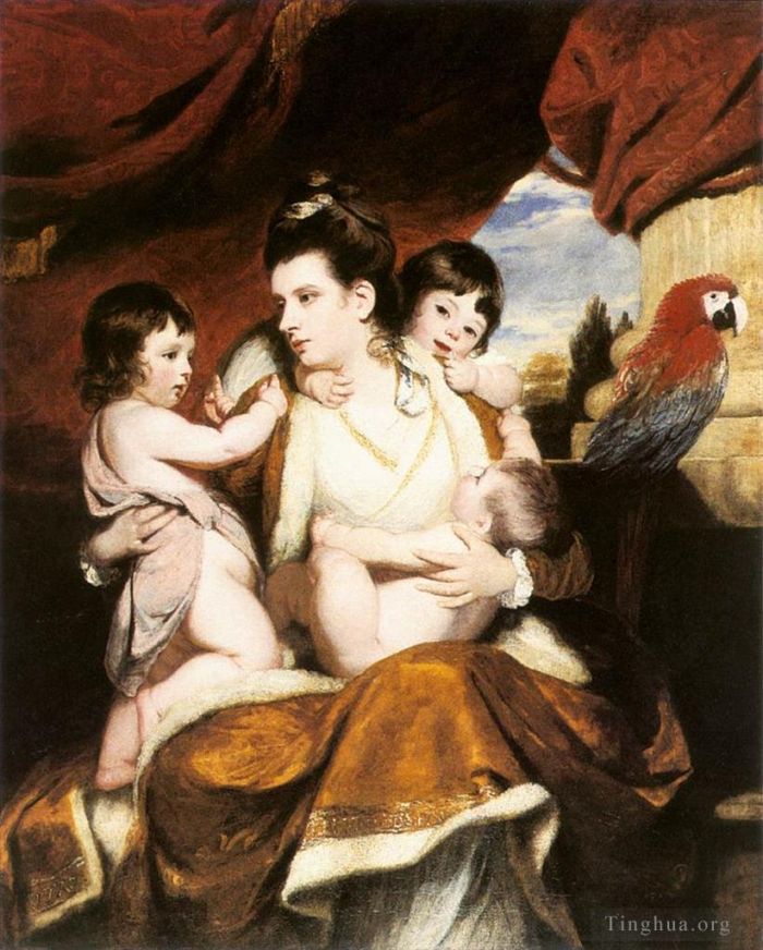 乔舒亚·雷诺兹爵士 的油画作品 -  《科伯恩夫人和她的三个大儿子》