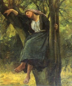 艺术家朱尔斯·阿道夫艾梅·路易斯·布勒东作品《法国,1827,睡在树林里》