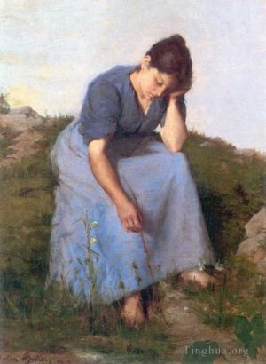 艺术家朱尔斯·阿道夫艾梅·路易斯·布勒东作品《田野里的年轻女子》