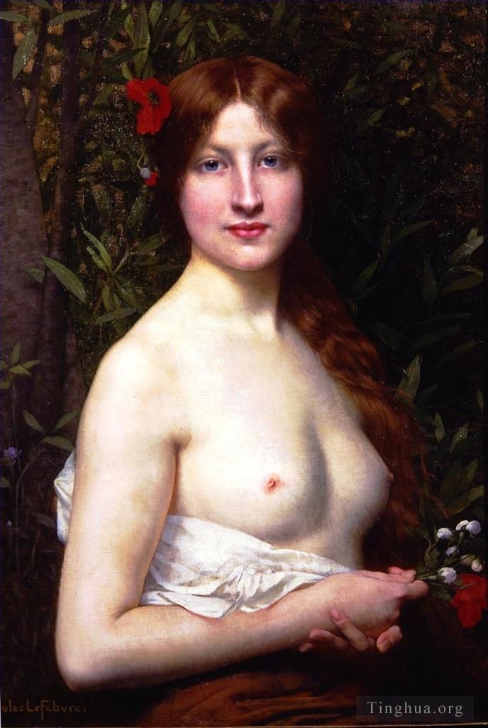 朱尔斯·约瑟夫·莱菲博瑞 的油画作品 -  《半裸体,裸体》