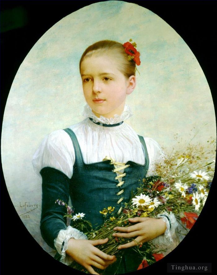 朱尔斯·约瑟夫·莱菲博瑞 的油画作品 -  《康涅狄格州埃德娜·巴格肖像,1884,年》