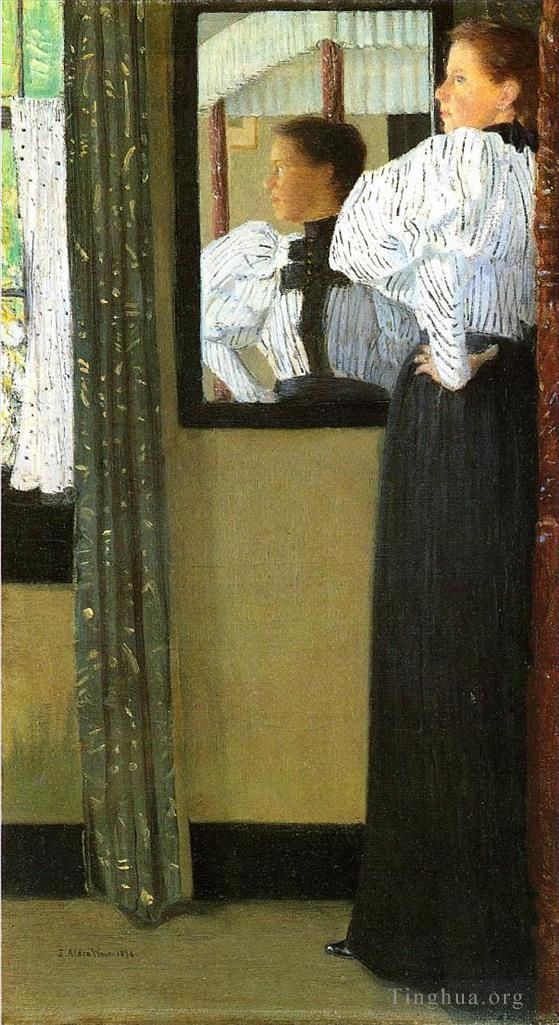 朱利安·奥尔登·威尔 的油画作品 -  《镜子里倒映的脸》