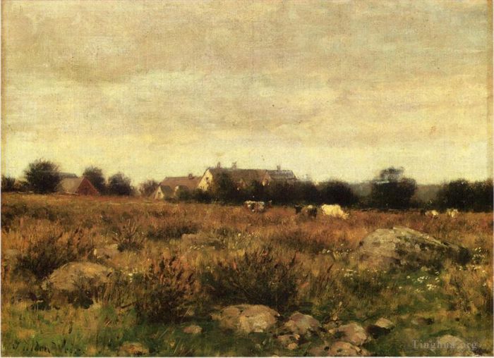 朱利安·奥尔登·威尔 的油画作品 -  《牧场上的房子》