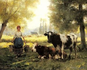 艺术家朱利安·迪普雷作品《夏日挤奶女工和她的奶牛》