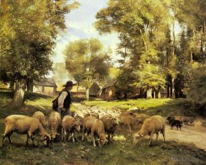 艺术家朱利安·迪普雷作品《牧羊人和他的羊群》
