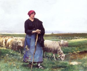 艺术家朱利安·迪普雷作品《牧羊女和她的羊群》