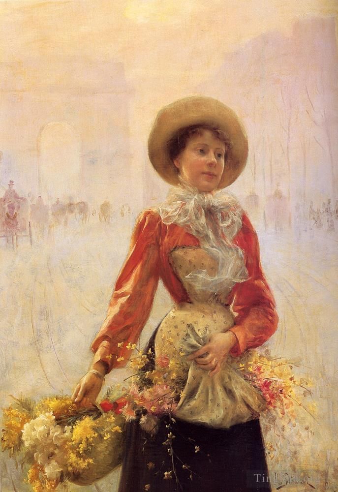 朱利叶斯·勒布朗·斯图尔特 的油画作品 -  《花季少女》