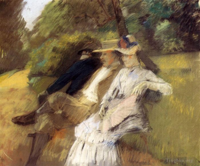 朱利叶斯·勒布朗·斯图尔特 的油画作品 -  《在公园里》