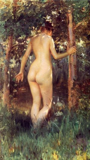 艺术家朱利叶斯·勒布朗·斯图尔特作品《裸体女人的研究》
