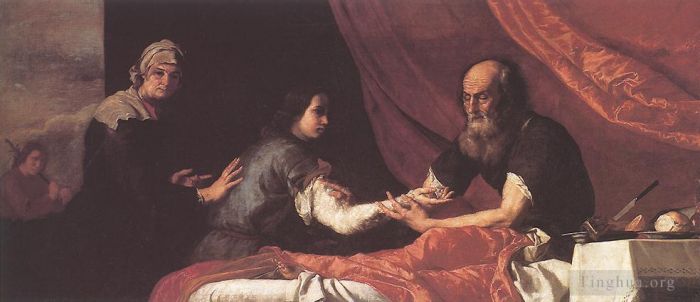 胡塞佩·德·里贝拉 的油画作品 -  《雅各接受以撒的祝福》