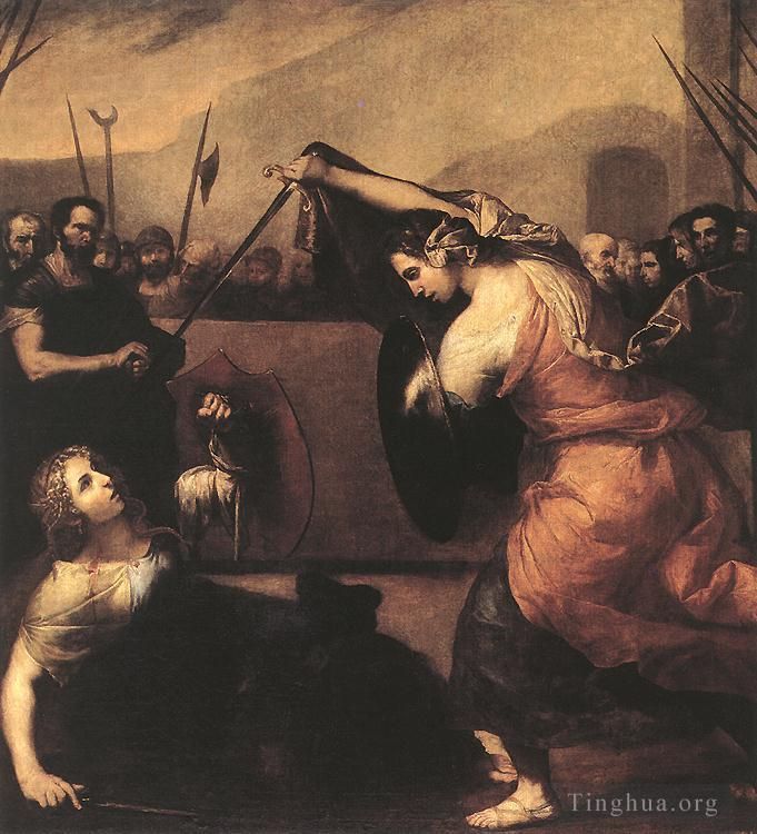 胡塞佩·德·里贝拉 的油画作品 -  《伊莎贝拉·德·卡拉齐和迪安布拉·德·波蒂内拉的决斗》