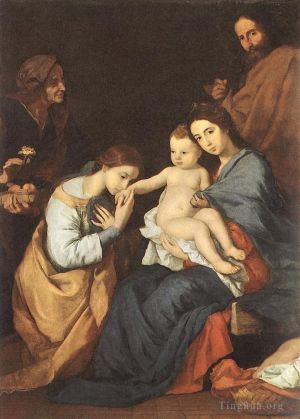 艺术家胡塞佩·德·里贝拉作品《圣家族与圣凯瑟琳》