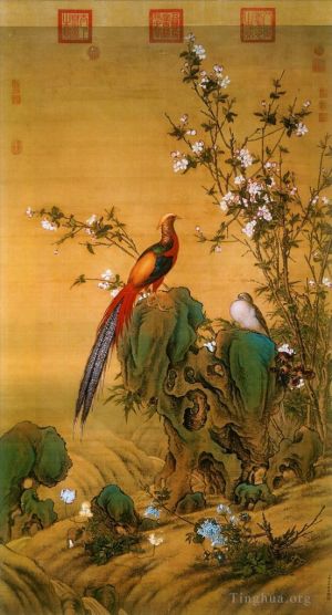艺术家郎世宁作品《春天的鸟儿》