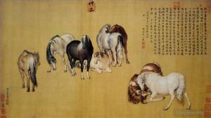 艺术家郎世宁作品《八匹马》