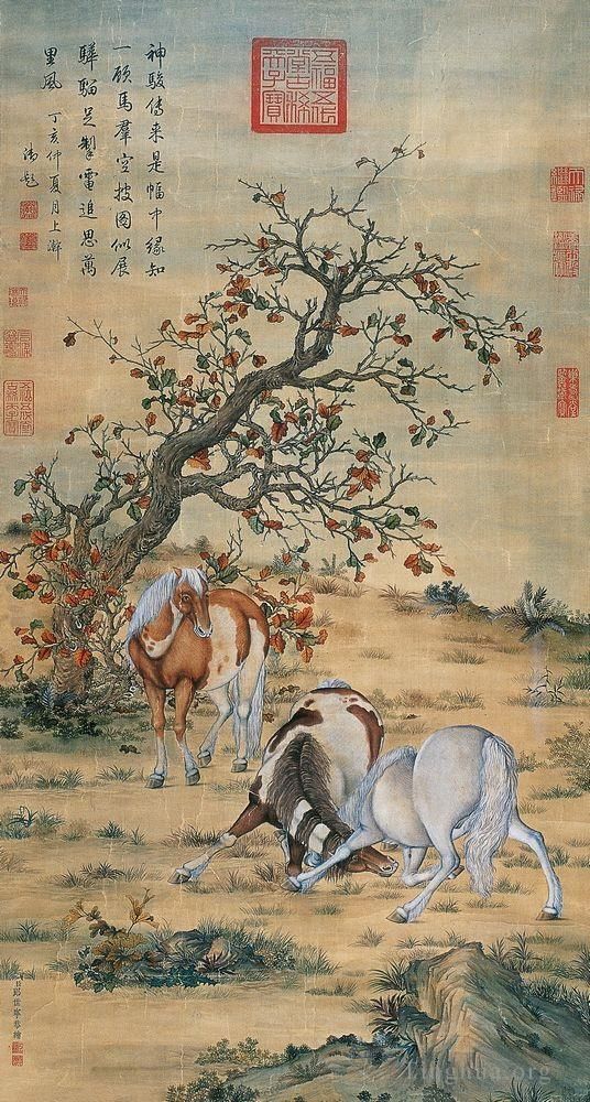 郎世宁 的书法国画作品 -  《伟大的马》