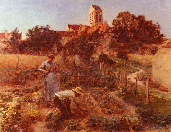 莱昂·奥古斯丁·莱尔米特 的油画作品 -  《沙特圣佩尔山花园》