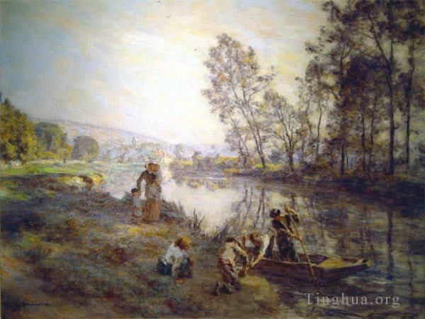 莱昂·奥古斯丁·莱尔米特 的油画作品 -  《1920,年左右的乡村音乐流数据》