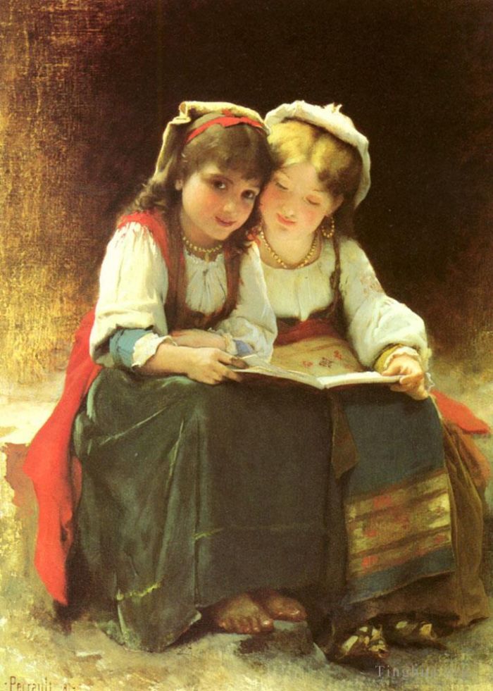 莱昂·巴兹勒·佩罗 的油画作品 -  《一个有趣的故事》