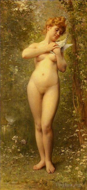 艺术家莱昂·巴兹勒·佩罗作品《维纳斯,A,La,Colombe,裸体》