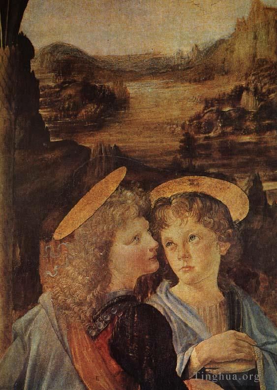 列奥纳多·达·芬奇 的油画作品 -  《基督的洗礼》
