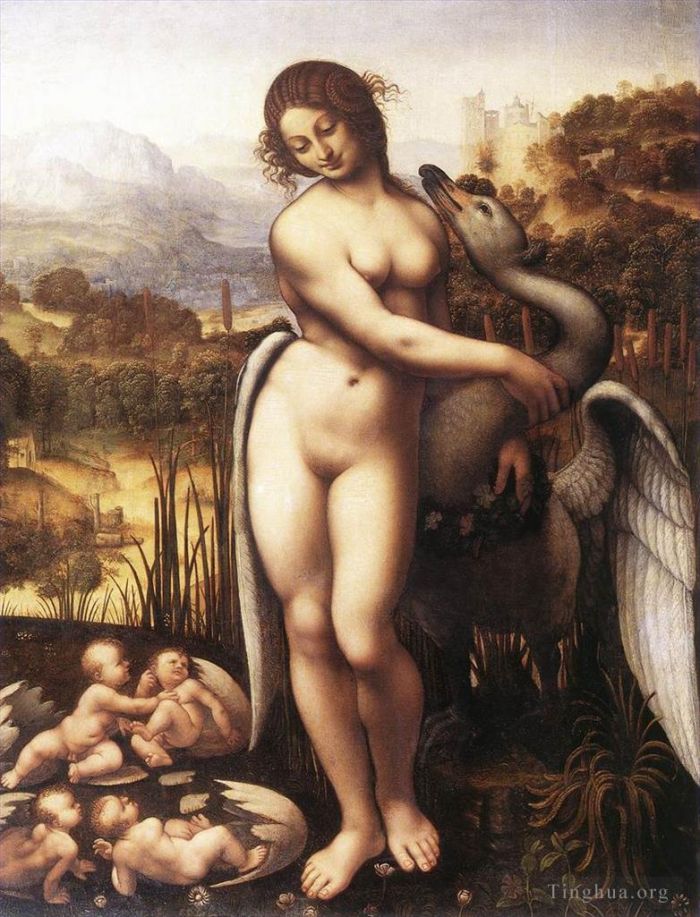 列奥纳多·达·芬奇 的油画作品 -  《丽达和天鹅,1505》