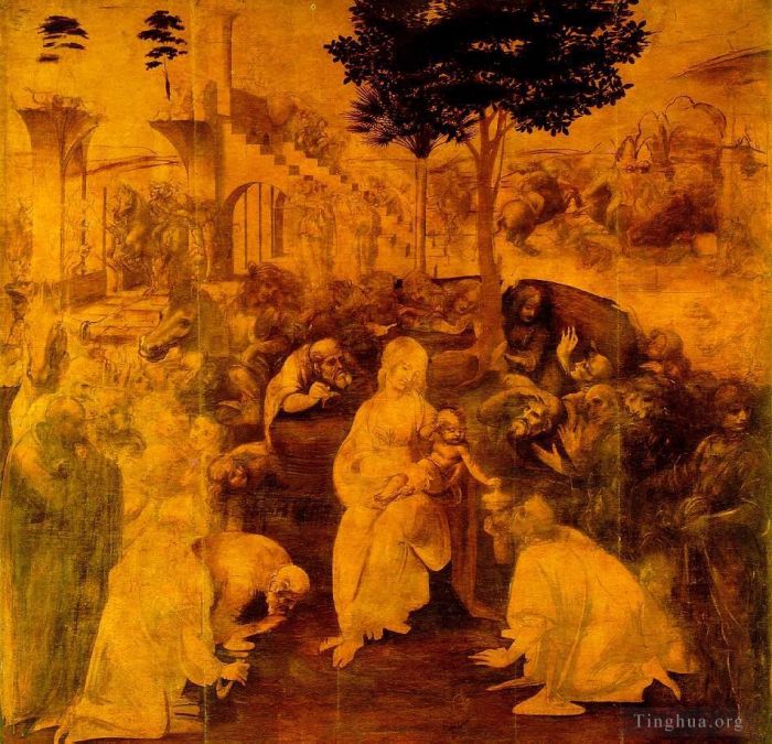 列奥纳多·达·芬奇 的各类绘画作品 -  《贤士的崇拜》