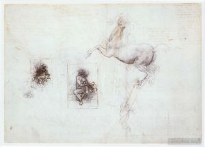 艺术家列奥纳多·达·芬奇作品《勒达和一匹马的研究》