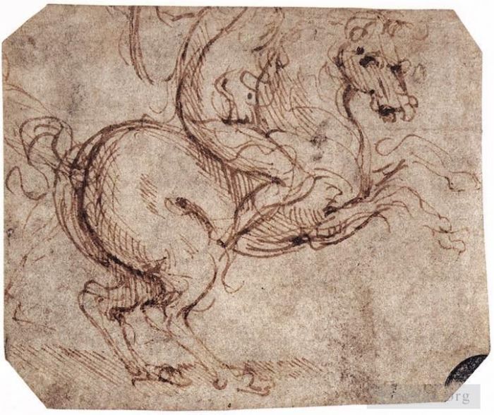 列奥纳多·达·芬奇 的各类绘画作品 -  《对骑手的研究》