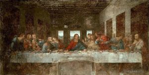 艺术家列奥纳多·达·芬奇作品《最后的晚餐（壁画修复前）》