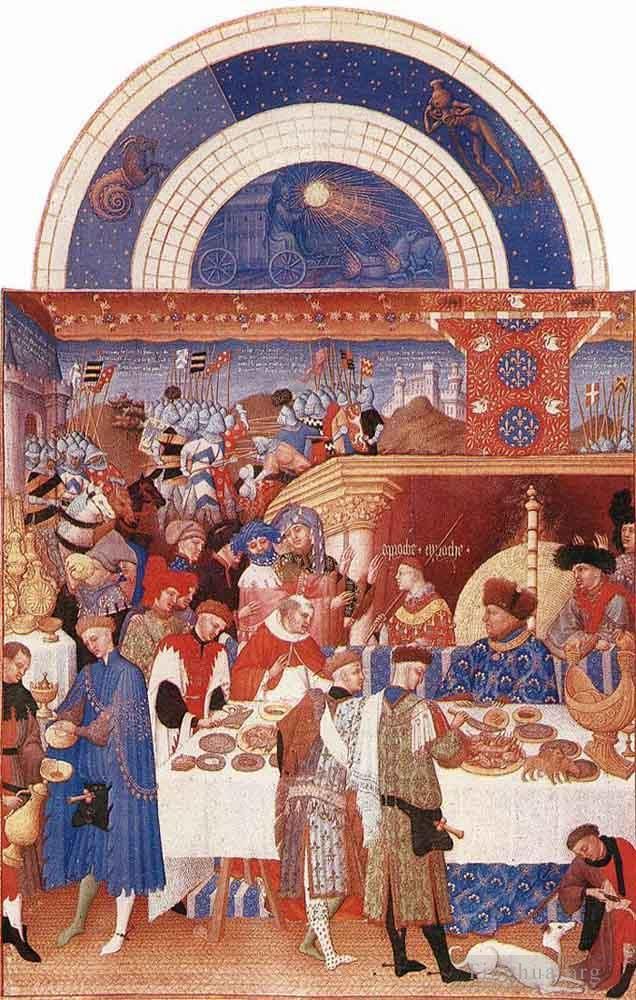 林堡兄弟 的各类绘画作品 -  《贝里·詹维尔公爵的三餐时光》