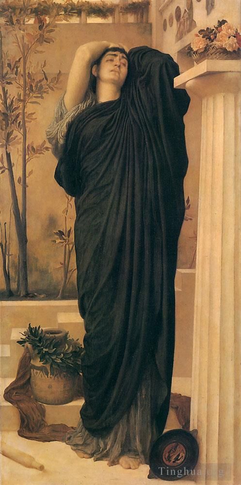 弗雷德里克·莱顿爵士 的油画作品 -  《厄勒克特拉在阿伽门农墓,1868》