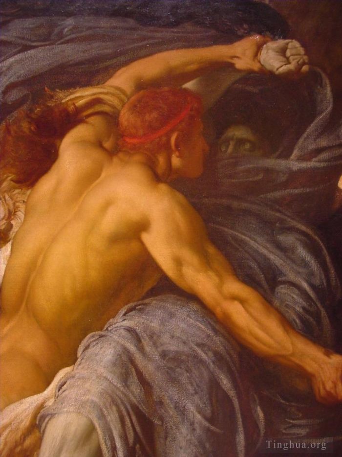 弗雷德里克·莱顿爵士 的油画作品 -  《赫拉克勒斯为阿尔刻提斯的尸体而摔跤细节5》