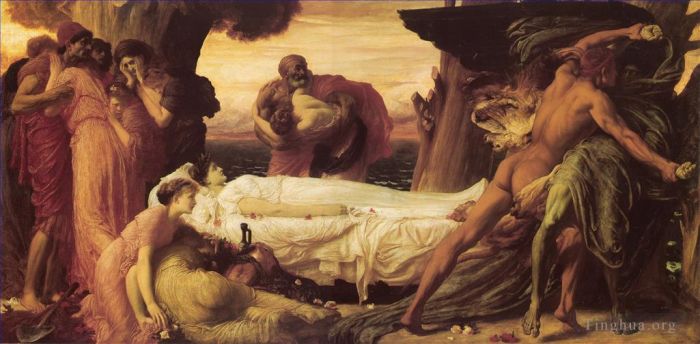 弗雷德里克·莱顿爵士 的油画作品 -  《赫拉克勒斯与死亡搏斗》