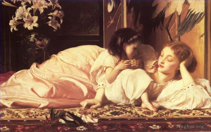 弗雷德里克·莱顿爵士 的油画作品 -  《母亲和孩子》