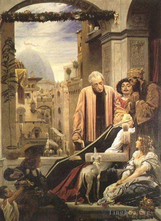 弗雷德里克·莱顿爵士 的油画作品 -  《布鲁内莱斯基之死,1852》