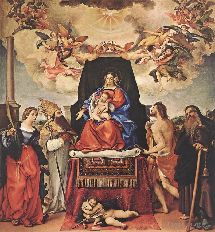 洛伦佐·洛托 的油画作品 -  《麦当娜和孩子与圣徒,1521II》