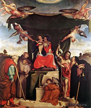 艺术家洛伦佐·洛托作品《麦当娜和圣子与圣徒,1521》
