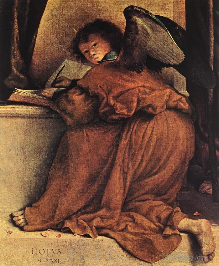 洛伦佐·洛托 的油画作品 -  《麦当娜和孩子与圣徒,1521detail1》