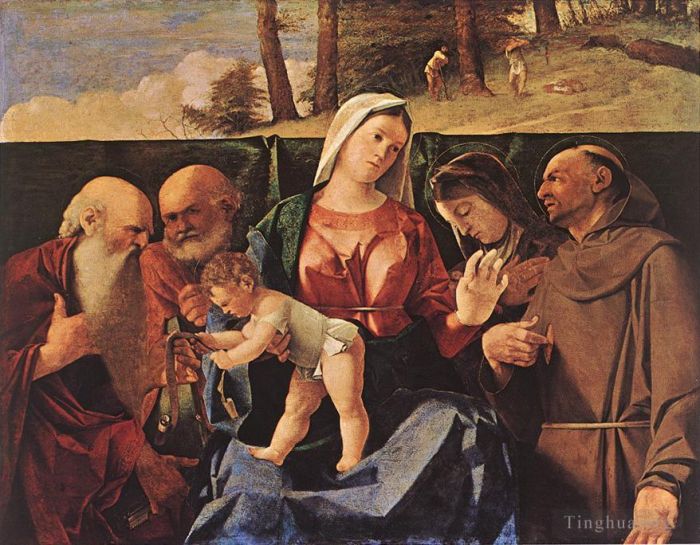 洛伦佐·洛托 的油画作品 -  《麦当娜和孩子与圣徒》