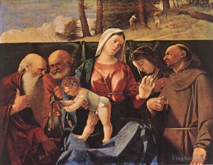 艺术家洛伦佐·洛托作品《麦当娜和孩子与圣徒》