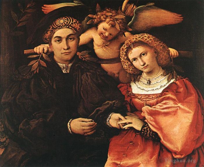 洛伦佐·洛托 的油画作品 -  《马西里奥先生和他的妻子,1523》