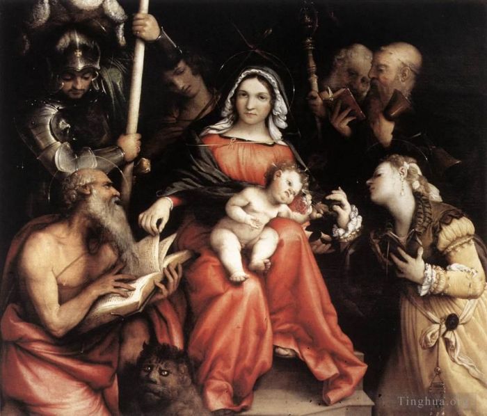 洛伦佐·洛托 的油画作品 -  《圣凯瑟琳的神秘婚姻,1524》