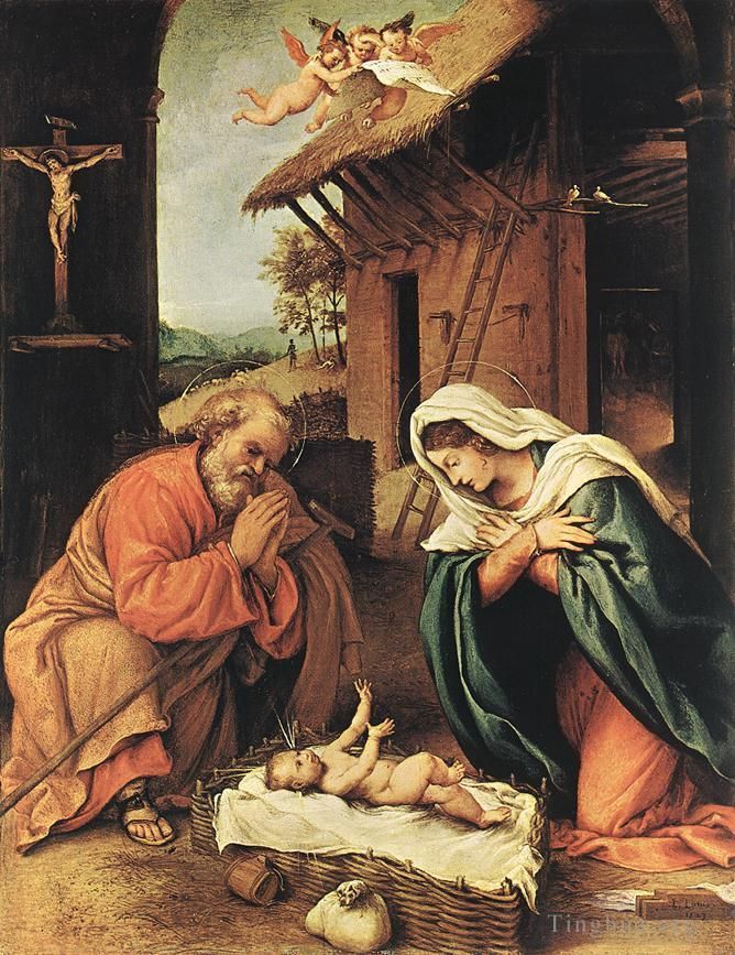 洛伦佐·洛托 的油画作品 -  《耶稣诞生,1523》