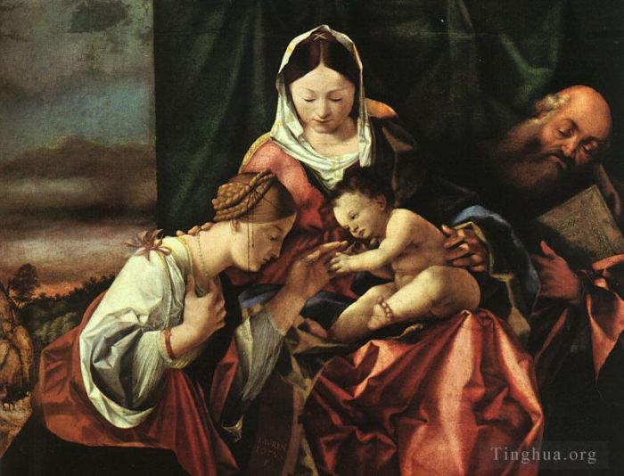 洛伦佐·洛托 的油画作品 -  《圣凯瑟琳的神秘婚姻》