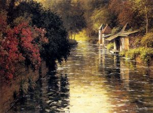 艺术家路易斯·阿斯顿 ·奈特作品《法国河流景观》