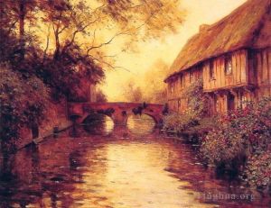 艺术家路易斯·阿斯顿 ·奈特作品《河边的房子》