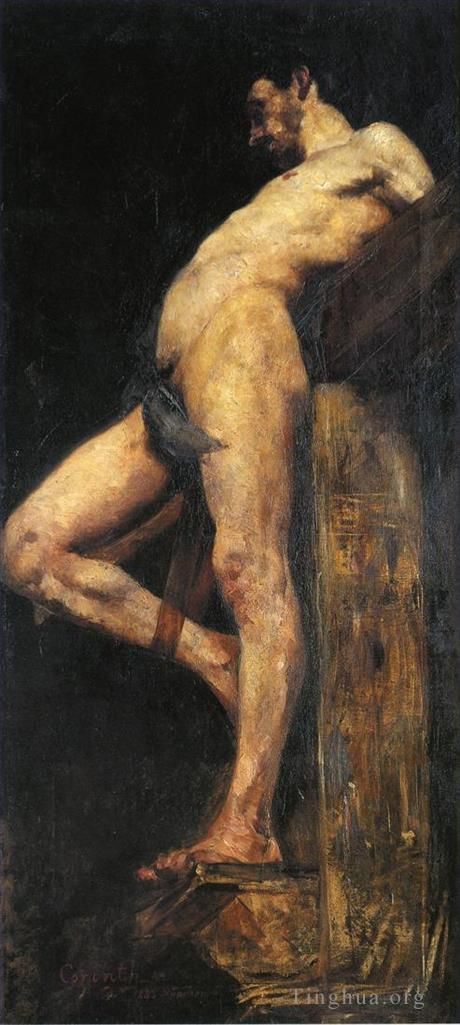 洛维斯·科林斯 的油画作品 -  《被钉十字架的小偷男性身体》